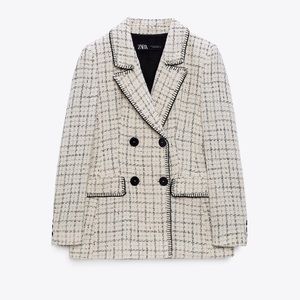 🌺ZARA DOUBLE BREASTED TEXTURED WEAVE JACKET 🌺